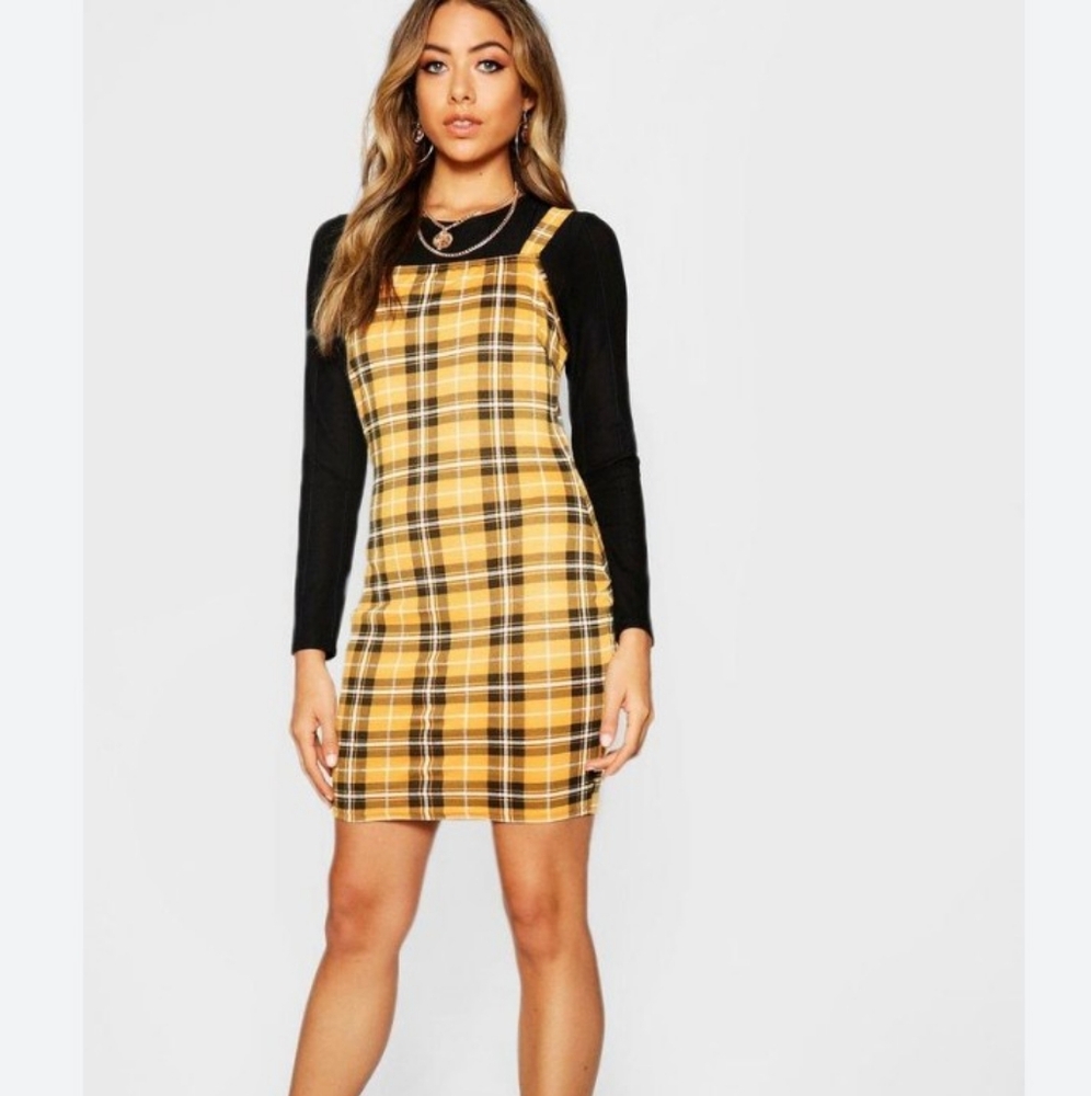 Plaid body con dress